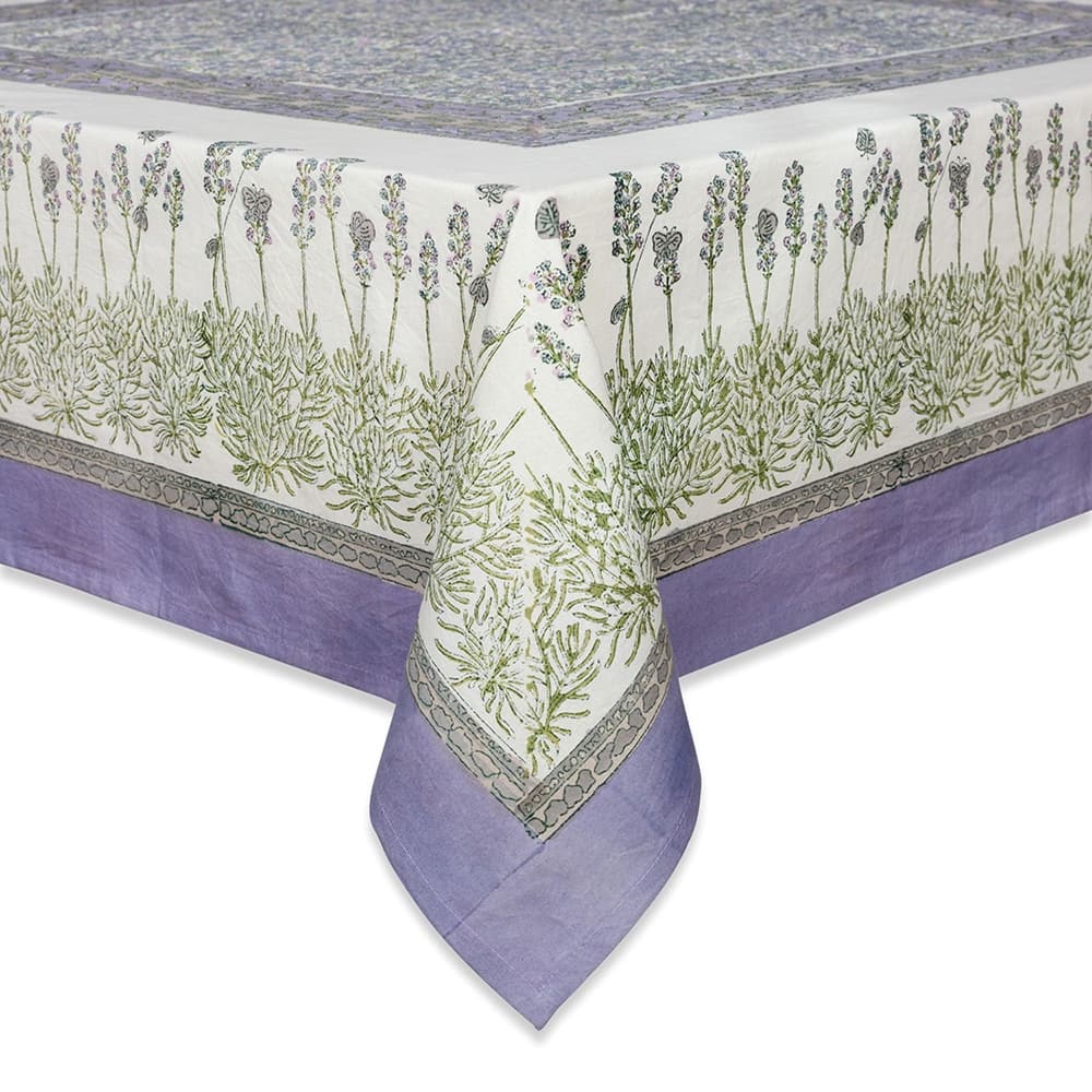 Couleur Nature Handmade Lavender Rectangle Cotton Tablecloth