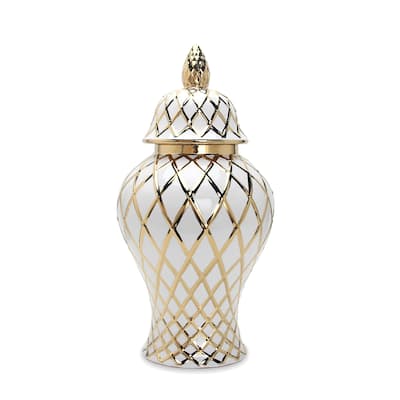Beloved White and Gold Ceramic Decorative Ginger Jar