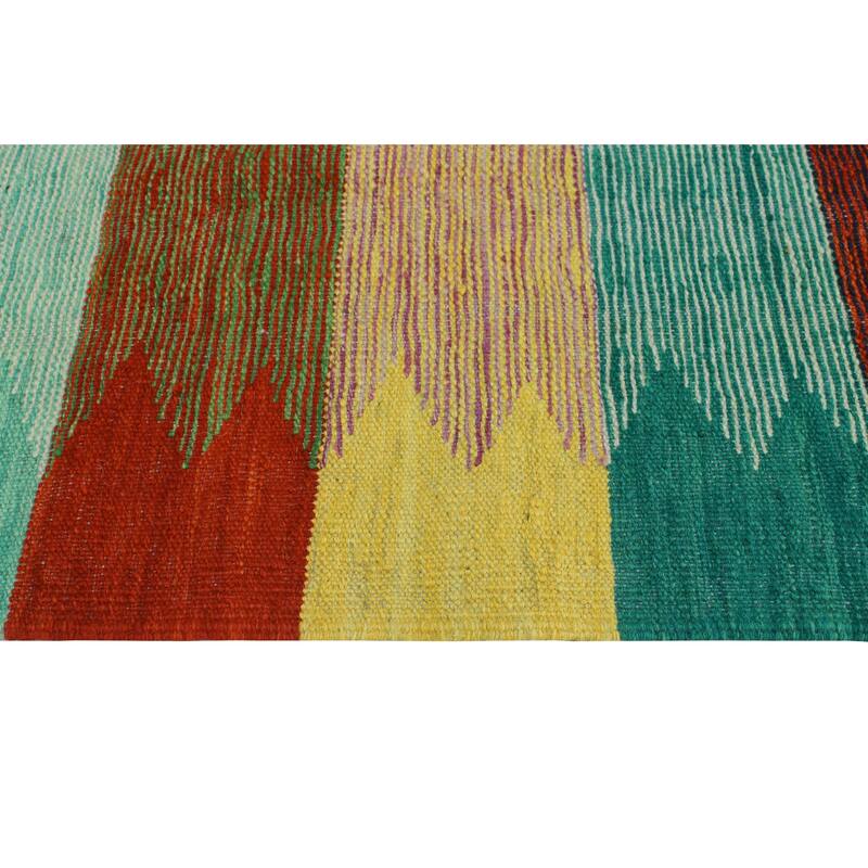 Modern Flatweave Marline Red/Ivory Rug - 5'7" x 7'11"