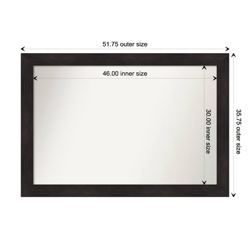 Furniture Espresso Framed Non-Beveled Custom Wall Mirror, Bathroom Vanity Mirror - Outer Size: 51.75 x 35.75