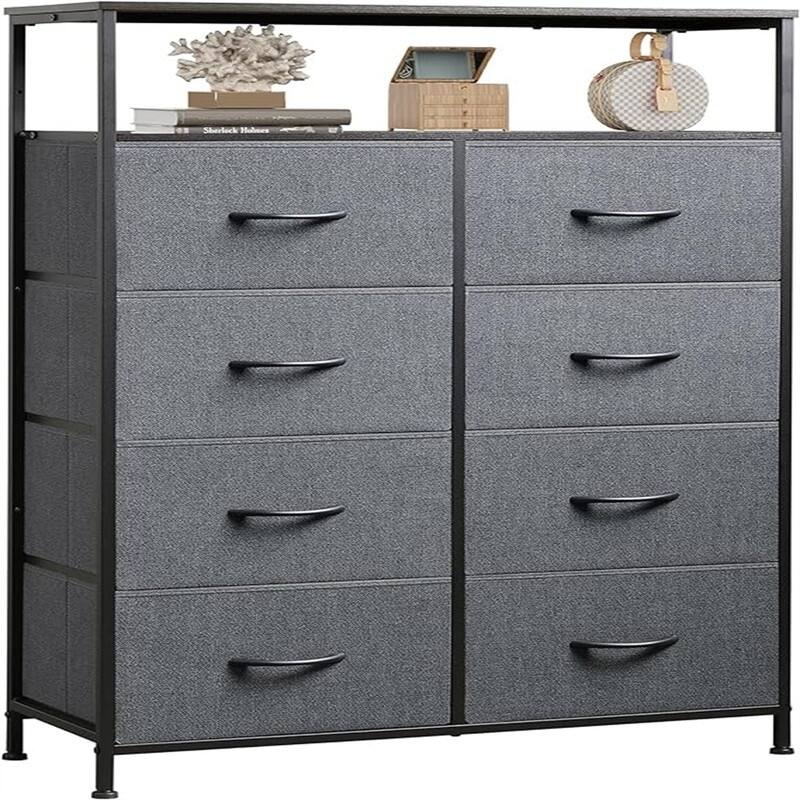 Fabric Dresser for Bedroom with Open Shelves