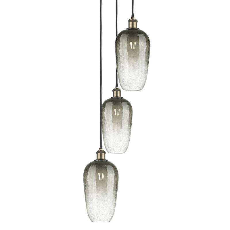 Innovations Lighting 113B-3P-46-14 Brookhaven Flute Pendant Brookhaven - Black Antique Brass / Slate