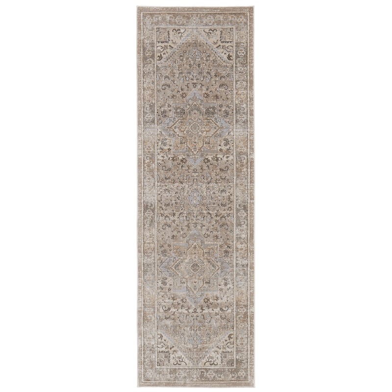 Grand Bazaar Neoma Machine Made Medallion Traditional Area Rug - 2'6" x 8' - Tan/Brown/Ivory