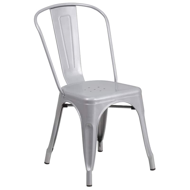 Industrial Stackable Metal Side Chair - N/A