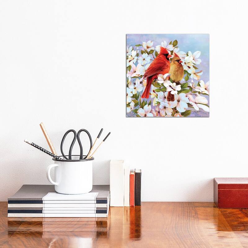 iCanvas "Cardinal Pair & Dogwoods" by Greg & Company Canvas Print - 12x12x0.75