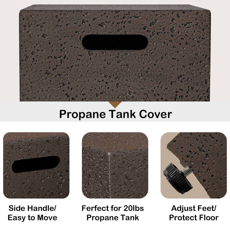 COSIEST Outdoor Patio Rectangle Fire Pit with Tank Cover Table - 42" W x 17" L x 13" H