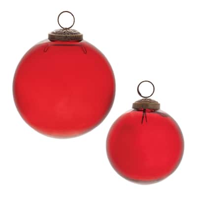 Solid Glass Christmas Ball Ornaments - 4" (102mm) - Red - 12ct