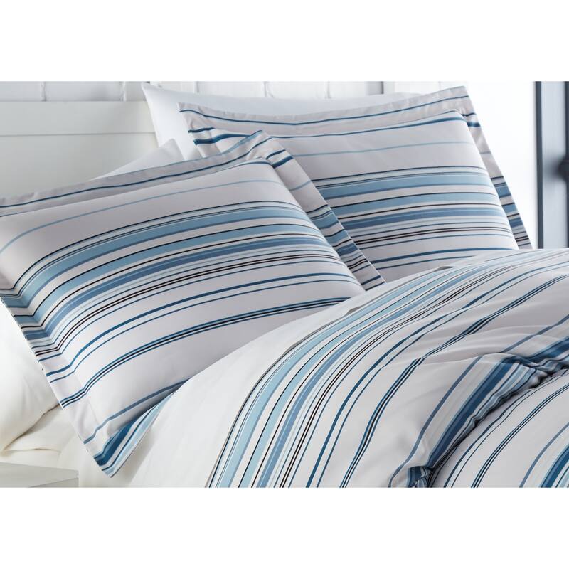 Vilano UltraSoft Coastal Stripes 3piece Duvet Cover and Sham Set On