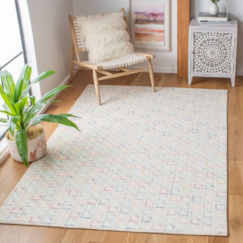 SAFAVIEH Handmade Rodeo Drive Shyla Mid-Century Modern Wool Rug - 3' x 5' - Ivory/Blue