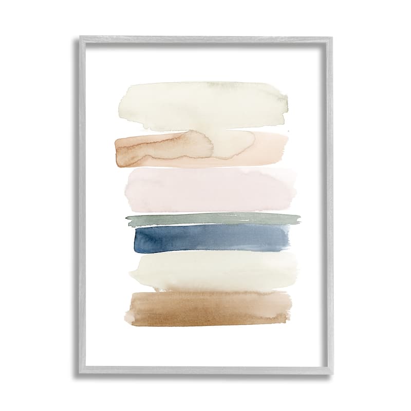 Stupell Tranquil Earth Tones Modern Abstract Living Room Painting Framed Wall Art - Multi-Color - 24 x 30 - Grey