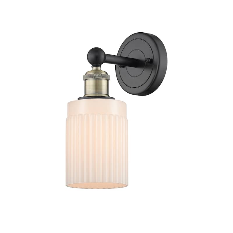 Innovations Lighting 616-1W-12-5 Hadley Sconce Hadley 12" Tall Wall - Black Antique Brass / Matte White
