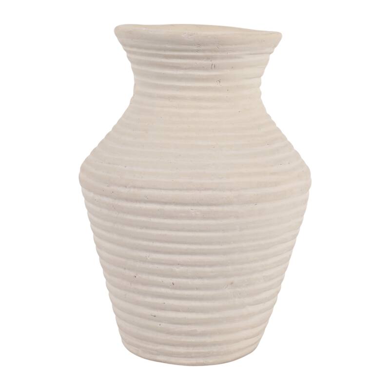 Sculptural Ribbed Paper Mache Table Vase - Stylish Tall Flower Vase