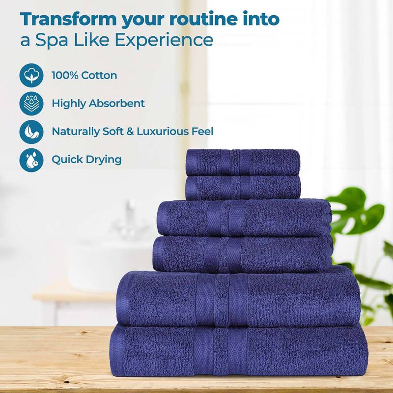 Superior Ultra-Soft Cotton Solid Medium Weight Bath Towel Set of 2