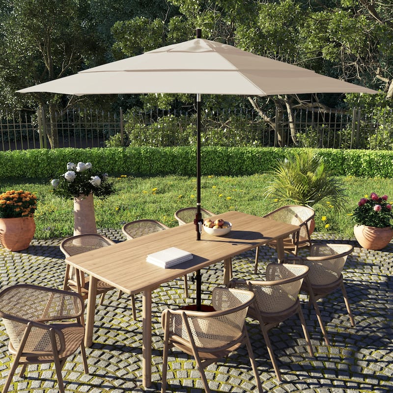 California Umbrella 11' Sun Master Patio Umbrella Bronze Aluminum Pole Fiberglass Ribs Crank Lift Collar Tilt Pacifica Capri - Canvas