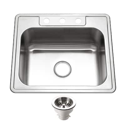 Houzer 2522-9BS3-C Glowtone 25" Drop In Single Basin Stainless Steel