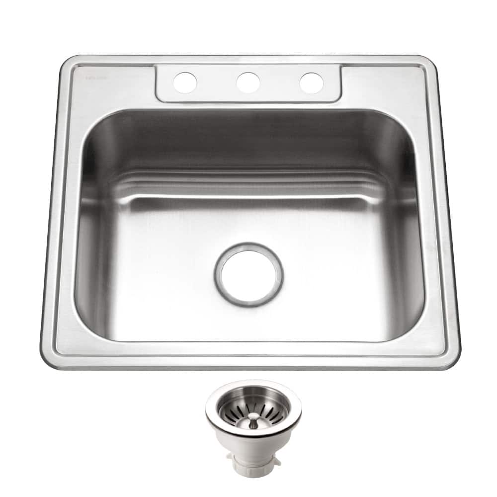 Houzer 2522-9BS3-C Glowtone 25" Drop In Single Basin Stainless Steel