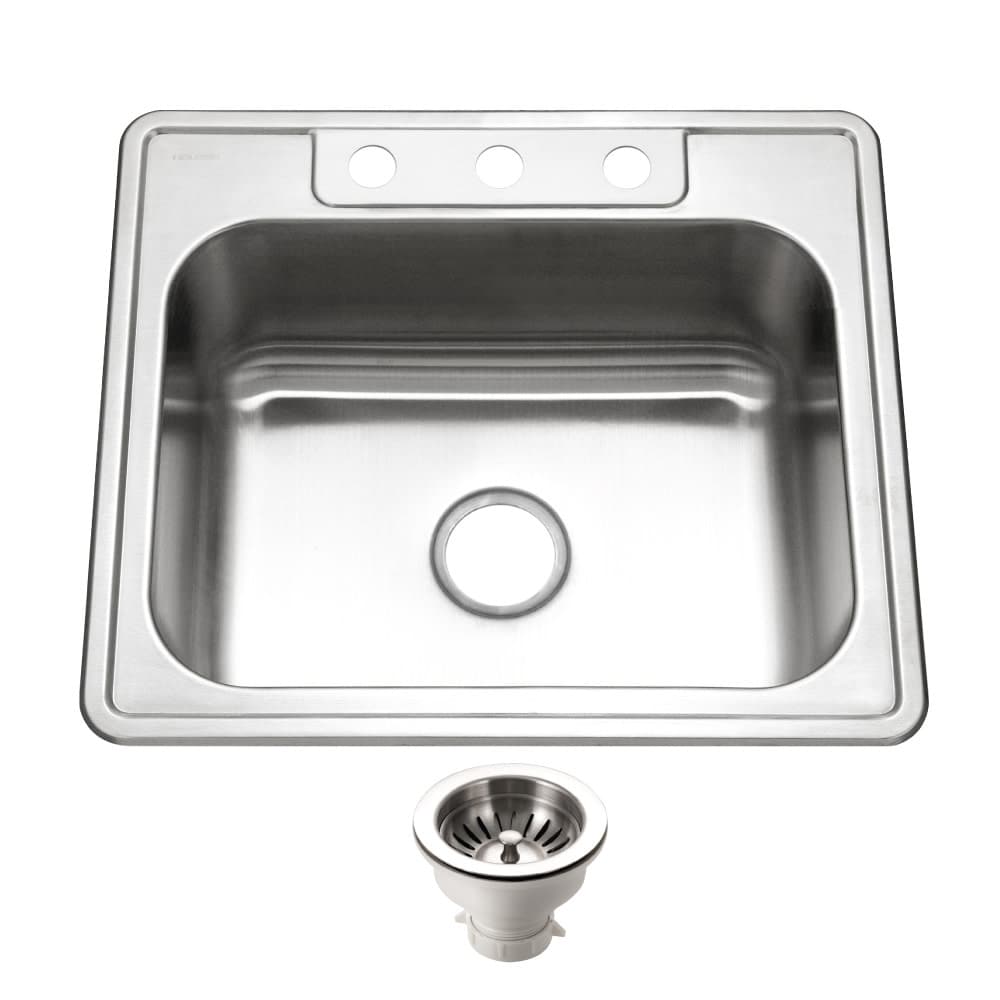 Houzer 2522-9BS3-C Glowtone 25" Drop In Single Basin Stainless Steel