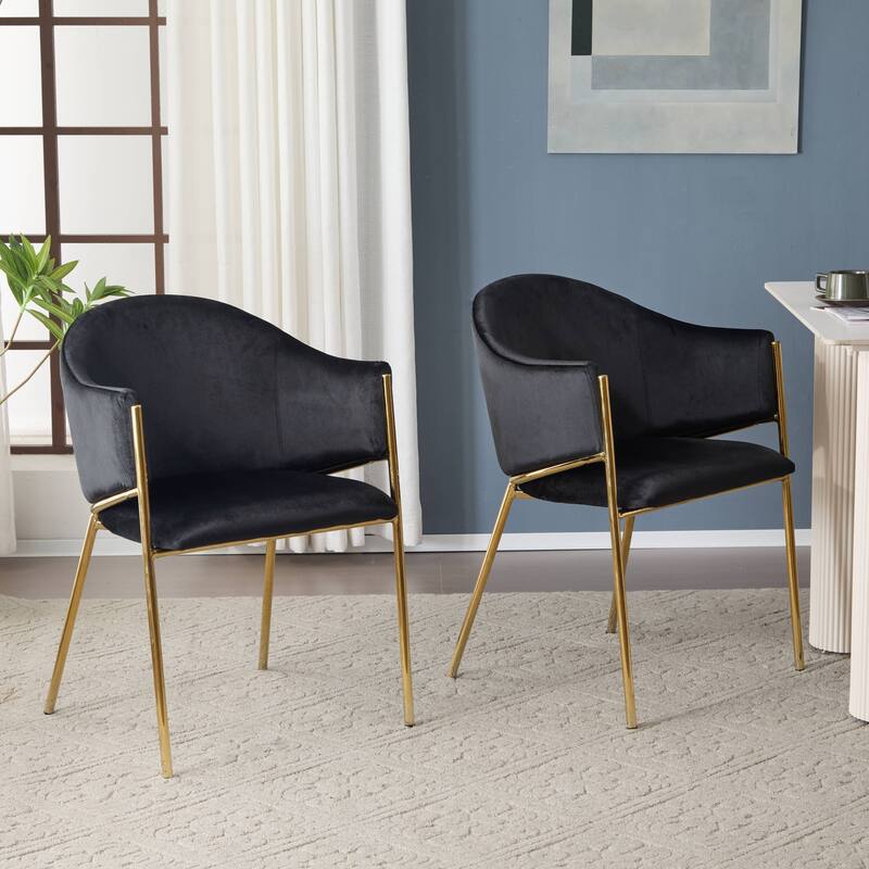 Christopher Knight Home - Victoria Velvet Upholstered Dining Chair Set with Gold Metal Frame