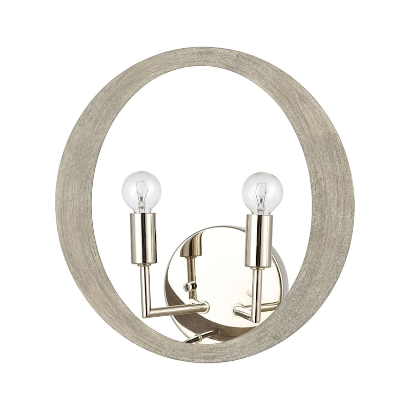 Retro Rings 12'' High 2-Light Sconce - Sandy Beechwood - 12 inch Tall