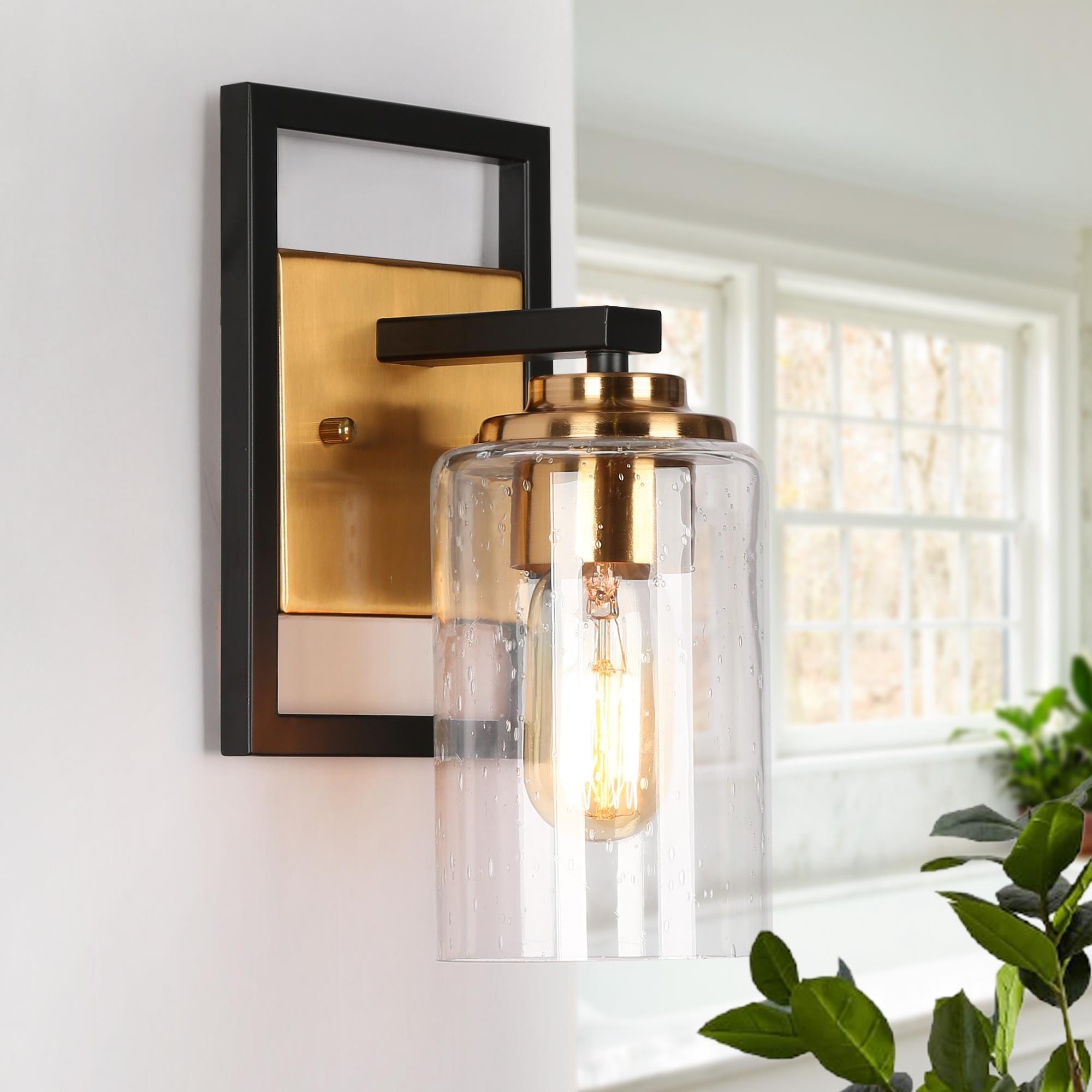 Seeded glass wall sconce sale