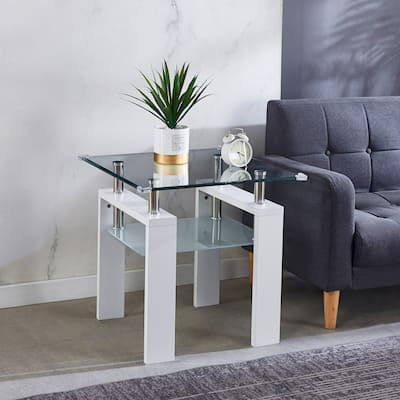 Clear Glass Top Side Table