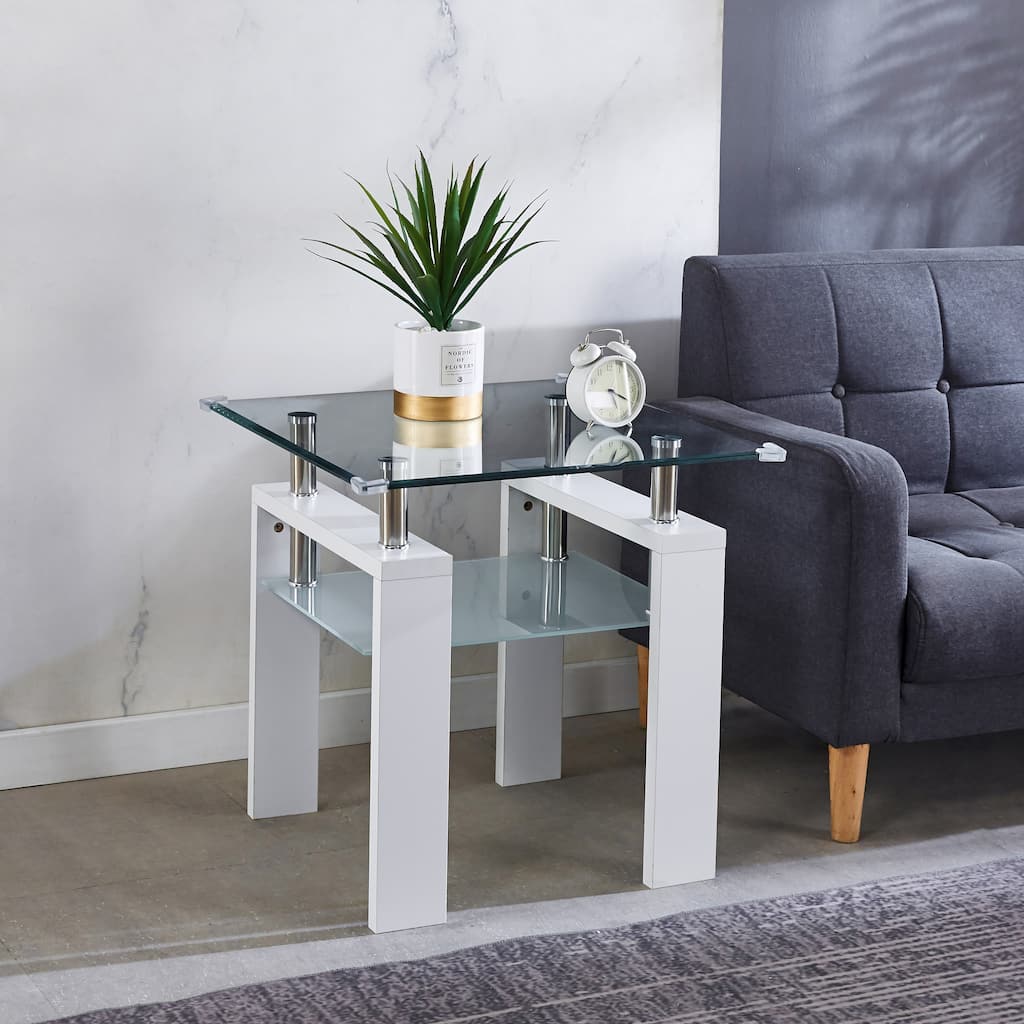 Clear Glass Top Side Table