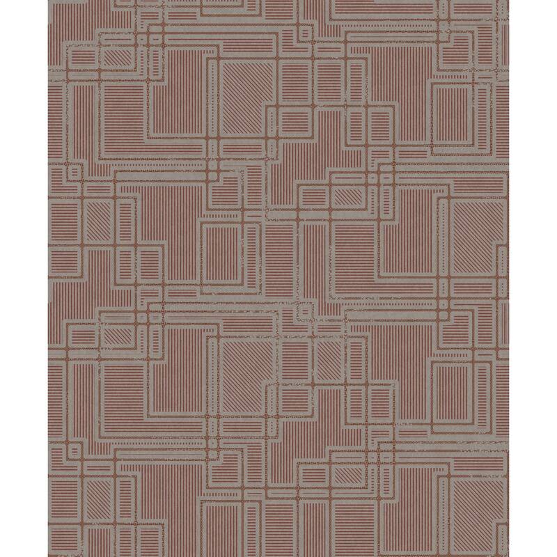 Seabrook Designs Bauhaus Cityscape Unpasted Wallpaper - 20.5 in. W x 33 ft. L - Burgundy & Graphite
