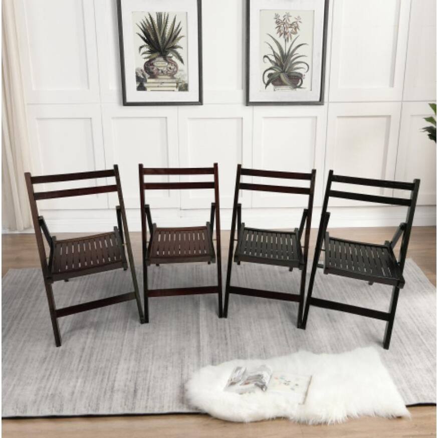 Slatted folding wood event chairs with set of 4