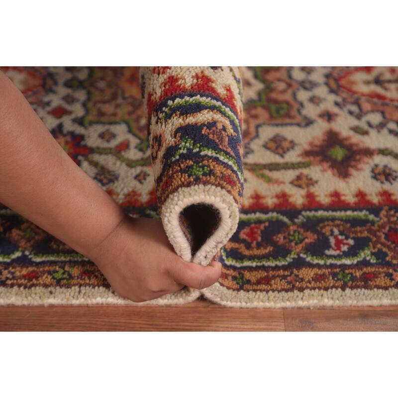 Beige Kazak Runner Rug Hand-Knotted Wool Carpet - 2'7"x 8'1"
