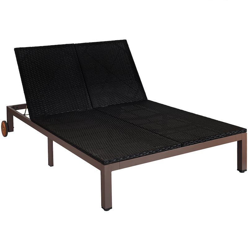 Costway 2-Person Patio Rattan Lounge chair Chaise Recliner Adjustable - See Details