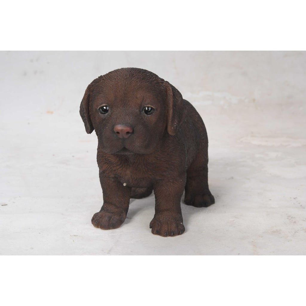 Chocolate Labrador Puppy Outdoor Garden Statue - 8"