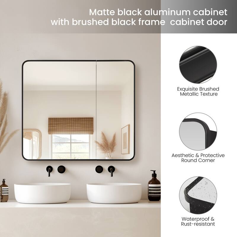 Talayuela Rectangular Aluminum Framed Medicine Cabinet with Mirror