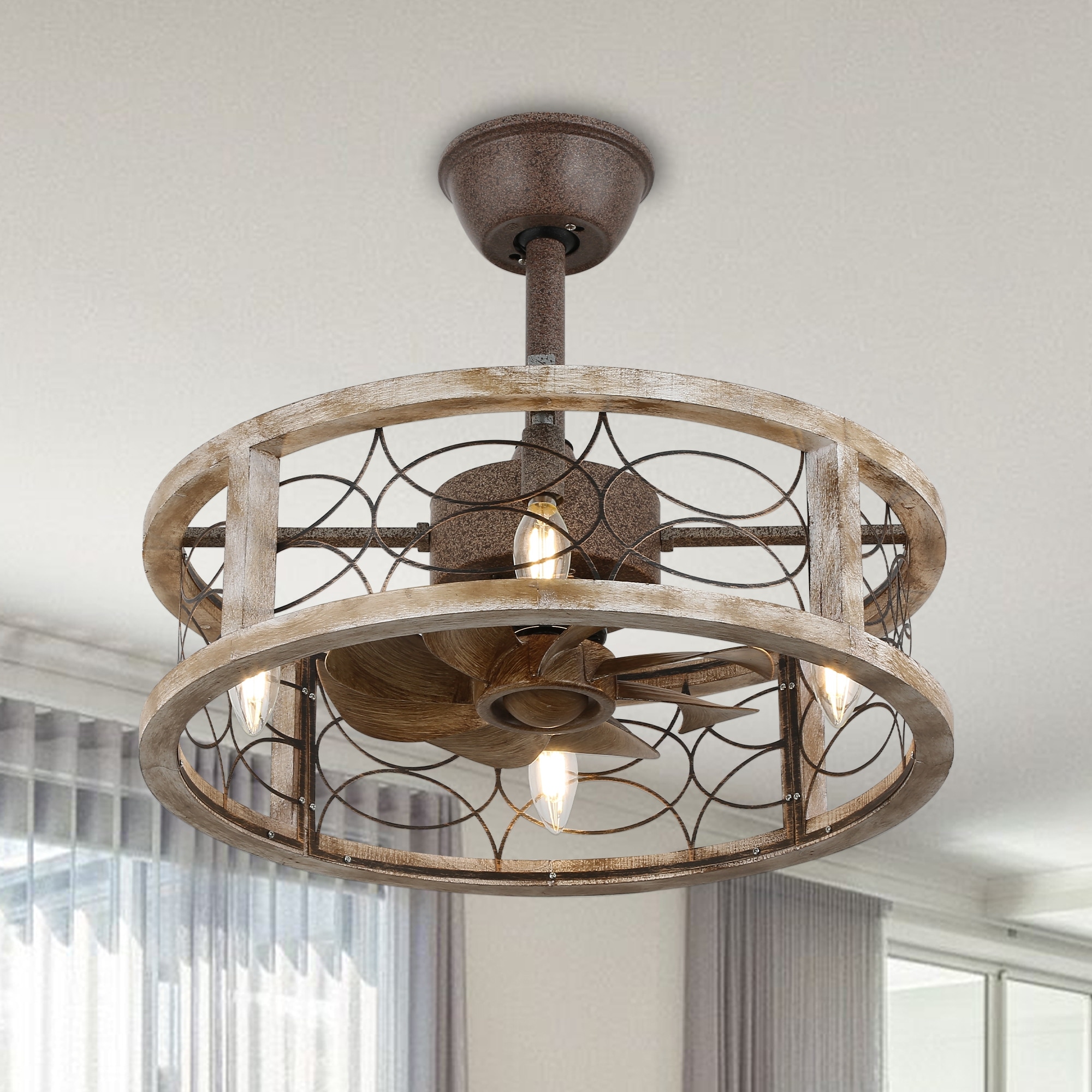 Shabby chic ceiling clearance fan with light