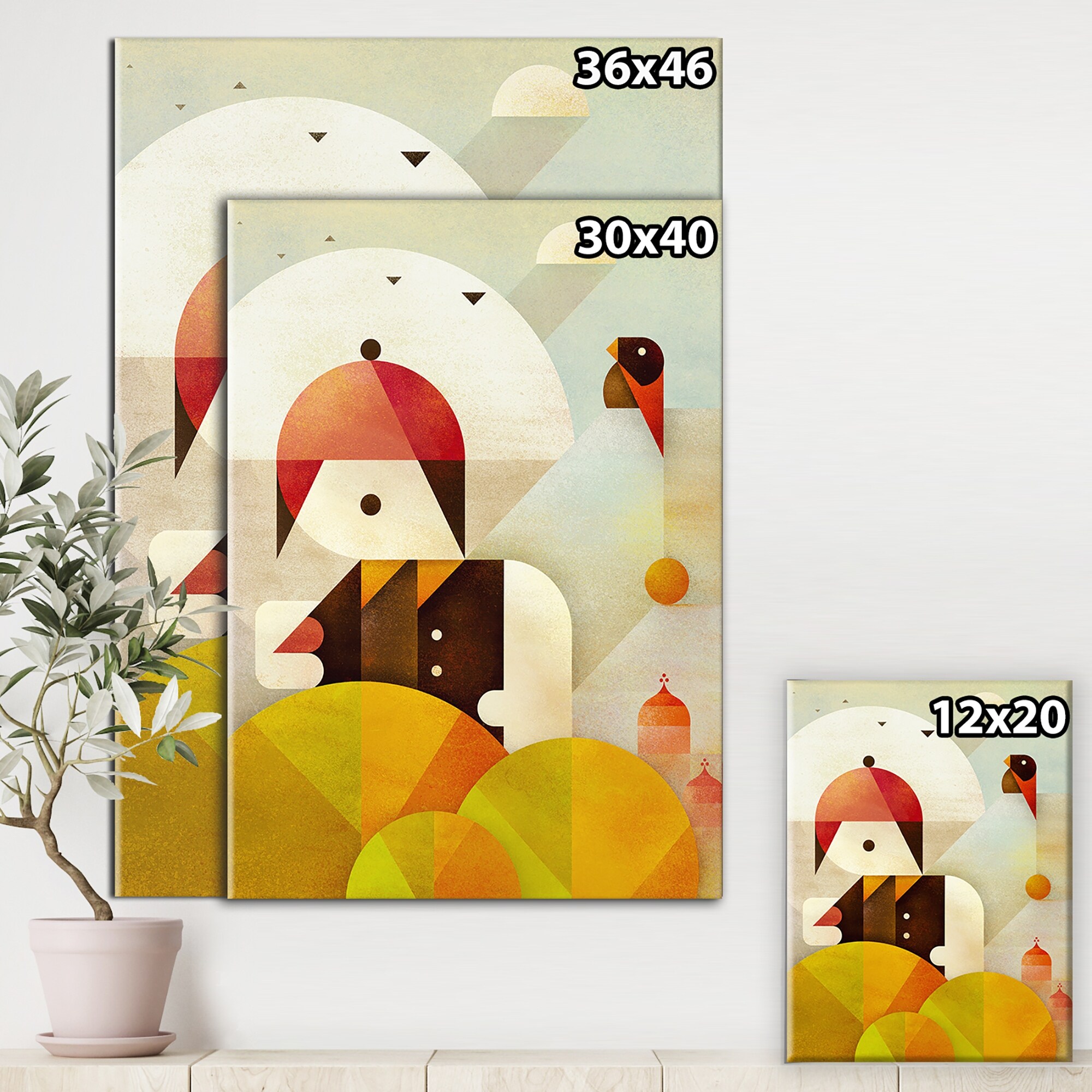 Shop Designart Young Man With Red Bird Mid Century Modern Canvas Wall Art Overstock 27777040