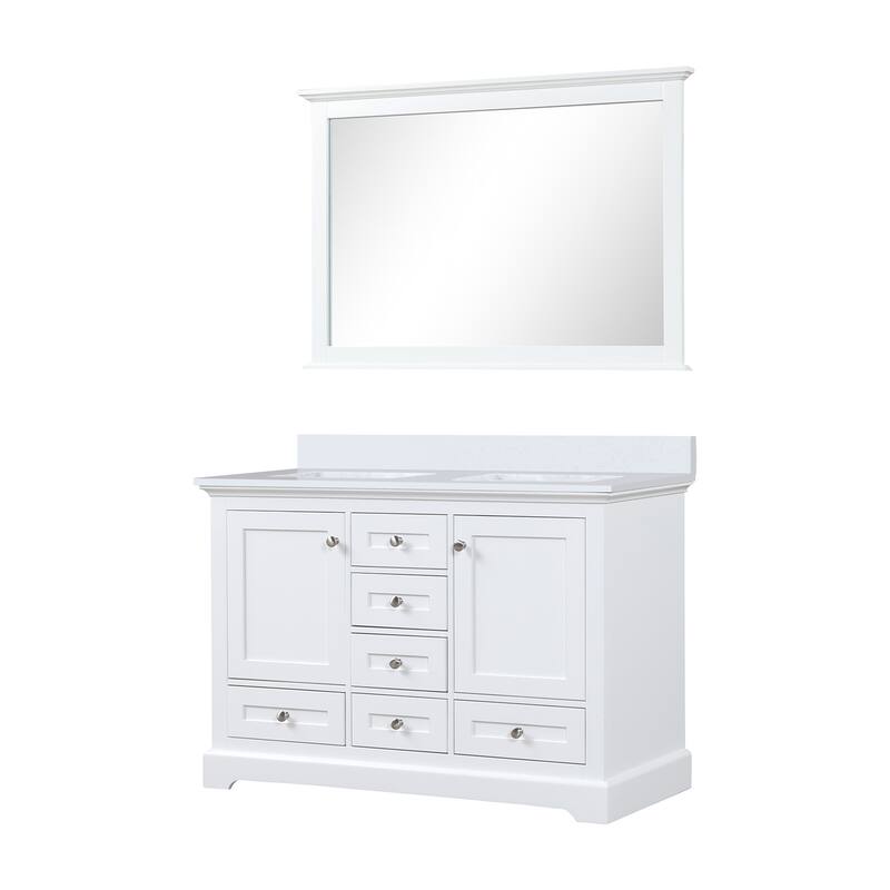 Dukes 48 in. W x 22 in. D Dark Grey Double Bath Vanity, White Quartz Top, and 46 in. Mirror