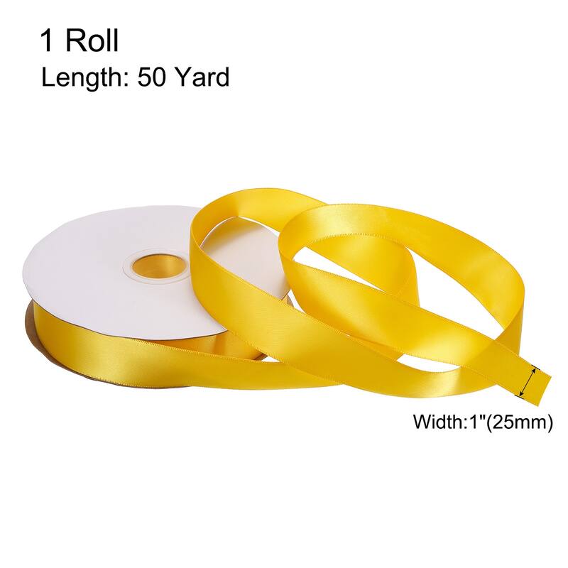 Satin Ribbon Grosgrain Valentine Solid Double Face Wedding Ribbon - Dark Yellow - 1" x 50 Yard