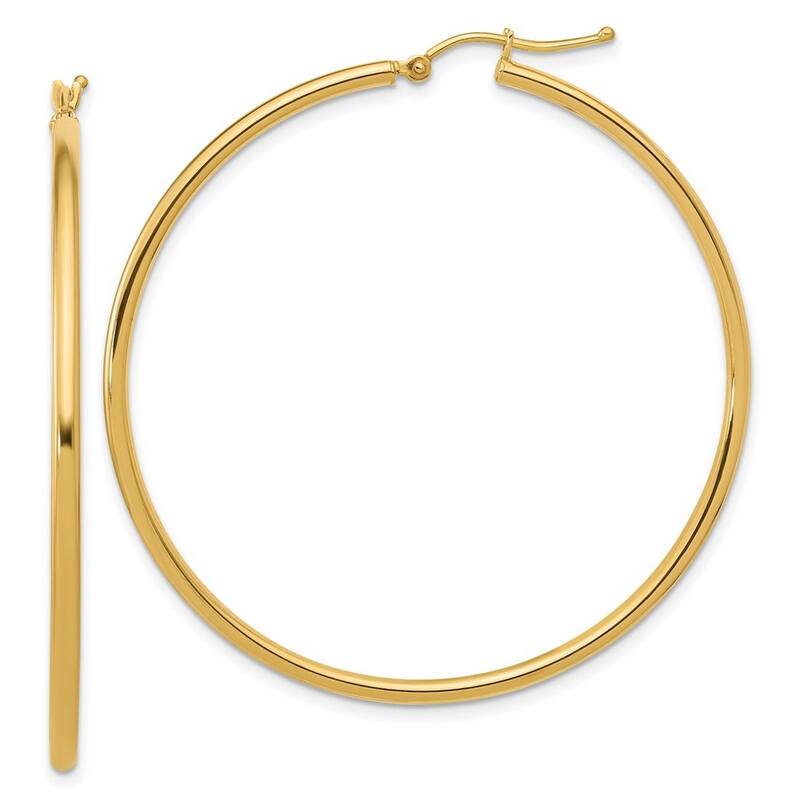 Curata 14k Yellow Gold 2x51mm Polished Classic Hoop Earrings