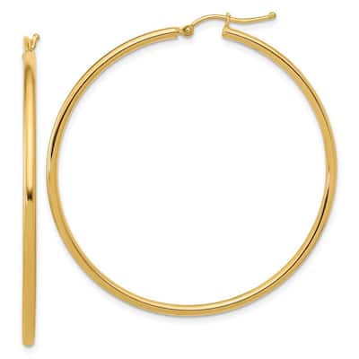 Curata 14k Yellow Gold 2x51mm Polished Classic Hoop Earrings