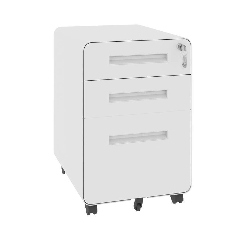 3-Drawer Mobile File Cabinet with Lock, All-Steel Metal Storage Cabinet on Casters, for Home & Office, Holds A4/Letter Files