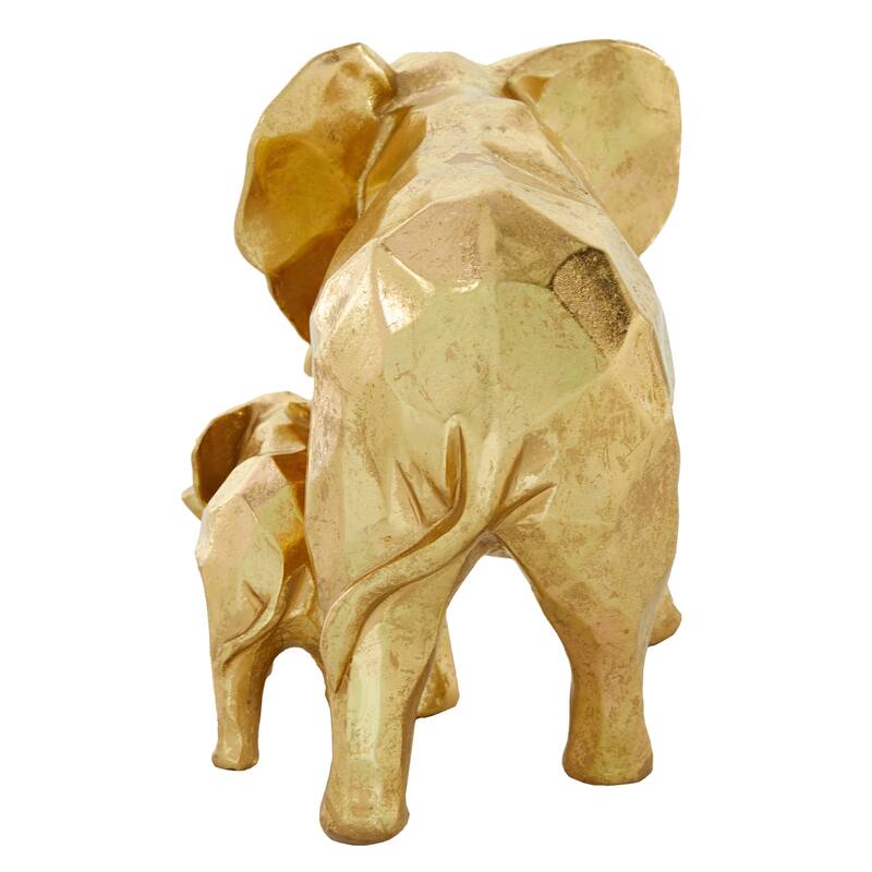 CosmoLiving by Cosmopolitan Gold Polystone Elephant Decorative Sculpture - 7 x 10 x 8