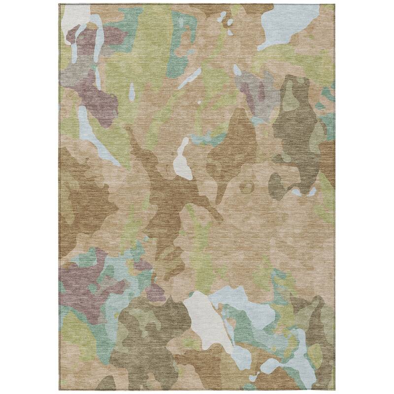 Machine Washable Indoor/Outdoor Modern Brushstrokes Chantille Rug