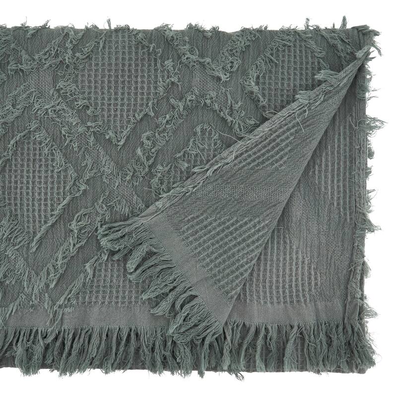Waffle Weave Table Runner With Fringe Design