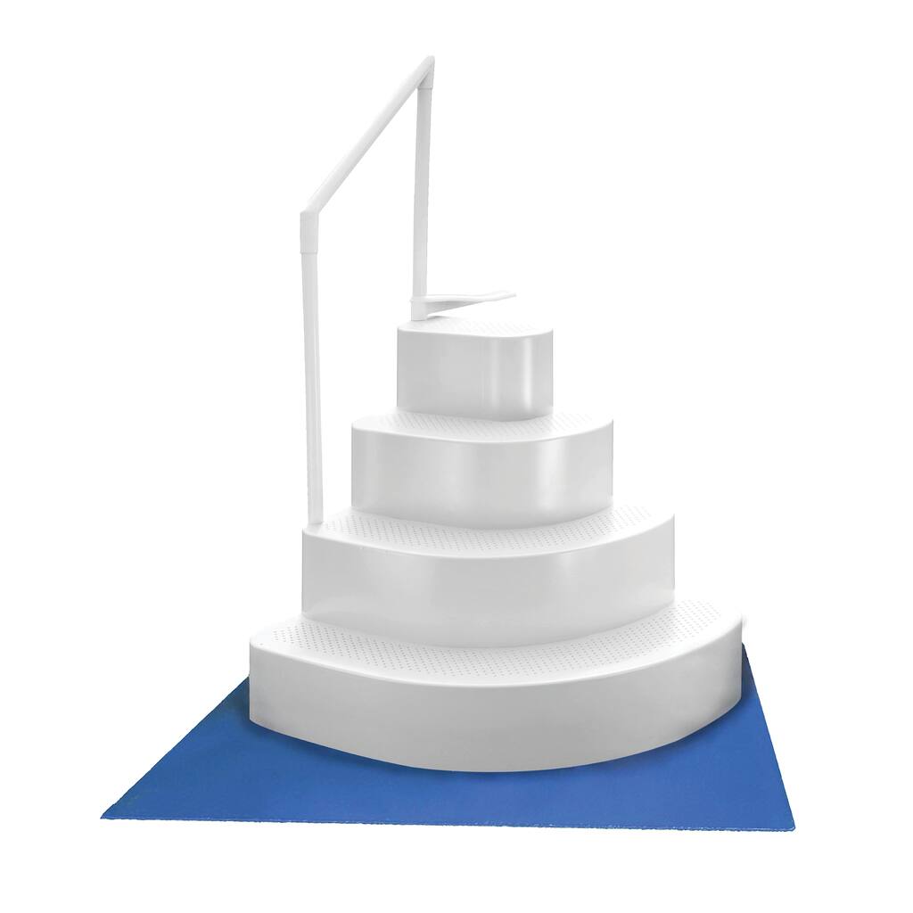 Blue Wave Wedding Cake Above Ground Pool Step with Liner Pad - White