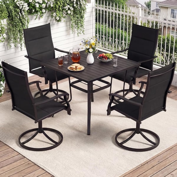4 seat patio furniture set with umbrella PHI VILLA Dining for Beige & Swivel Chairs this set provides the perfect combination of comfort and style 5-Piece Outdoor Patio Dining Set,