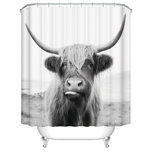 ZBLX Shower Curtain,Portrait of a Highland Cow 72 x 72inch… 