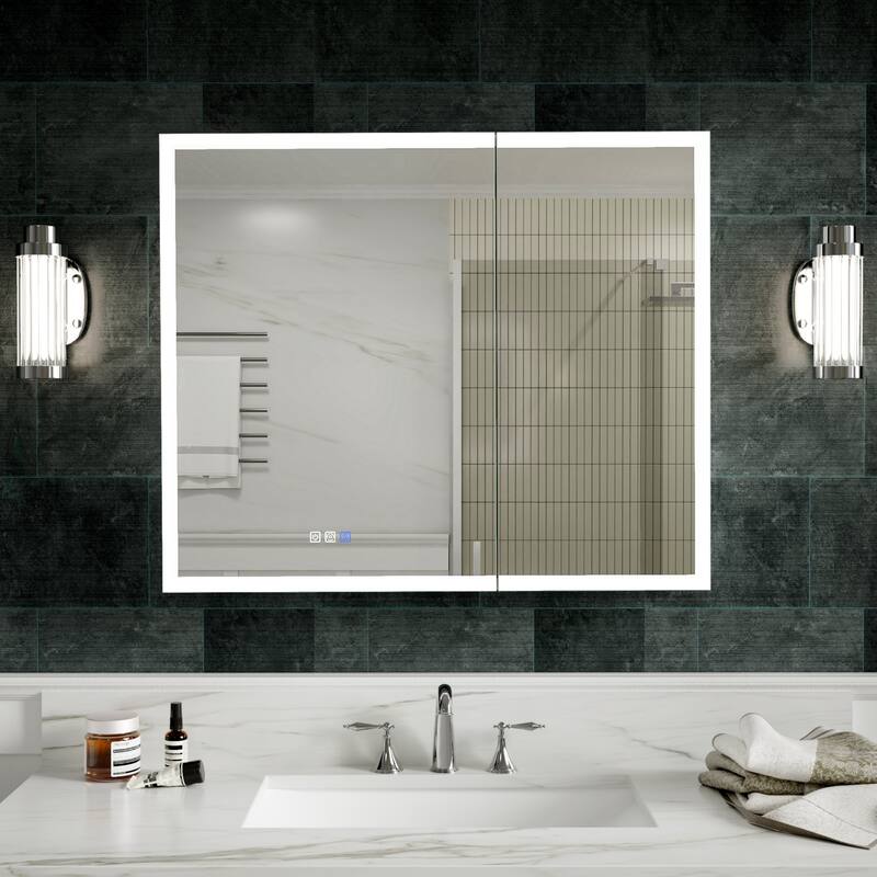 Modland 36"-48"W x 30"H LED Bathroom Medicine Cabinet Dimmable Anti-Fog,Recessed or Surface Mount - 36X30