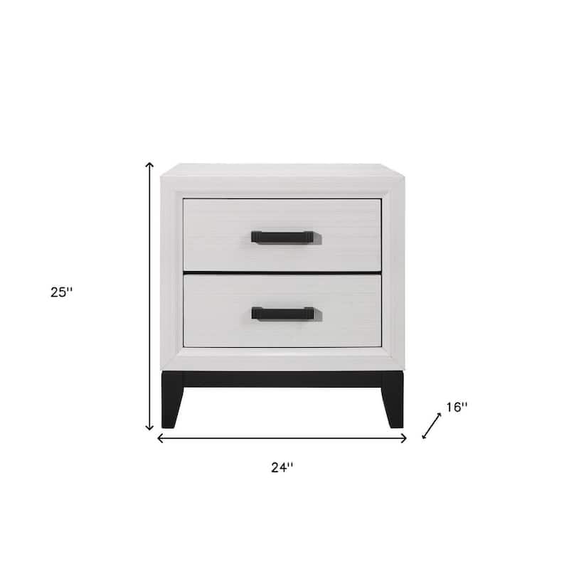 HomeRoots 25" White Wood Two Drawer Nightstand