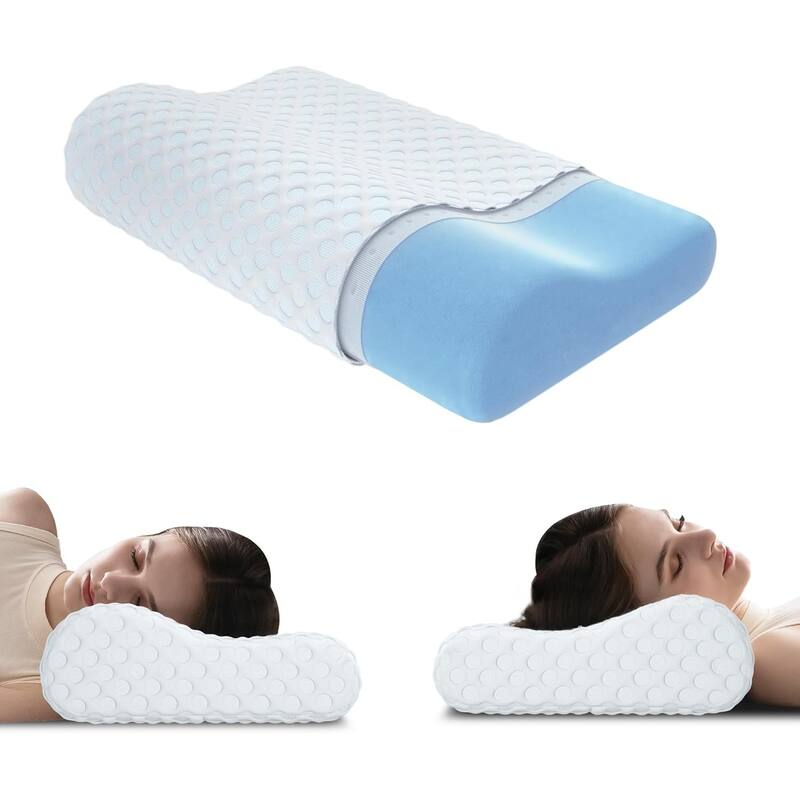 Memory Foam Bed Pillow Cervical Orthopedic Pillow - White - Firm - Mid Loft - Single - Standard