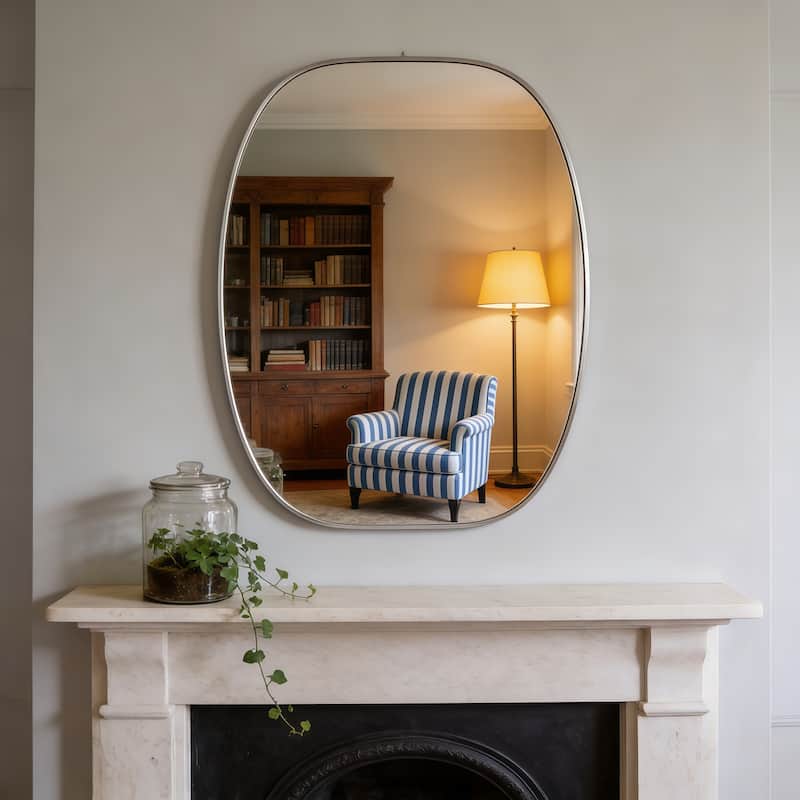 30x40 in Metal Framed Oval Vanity Bathrrom Mirror for Wall