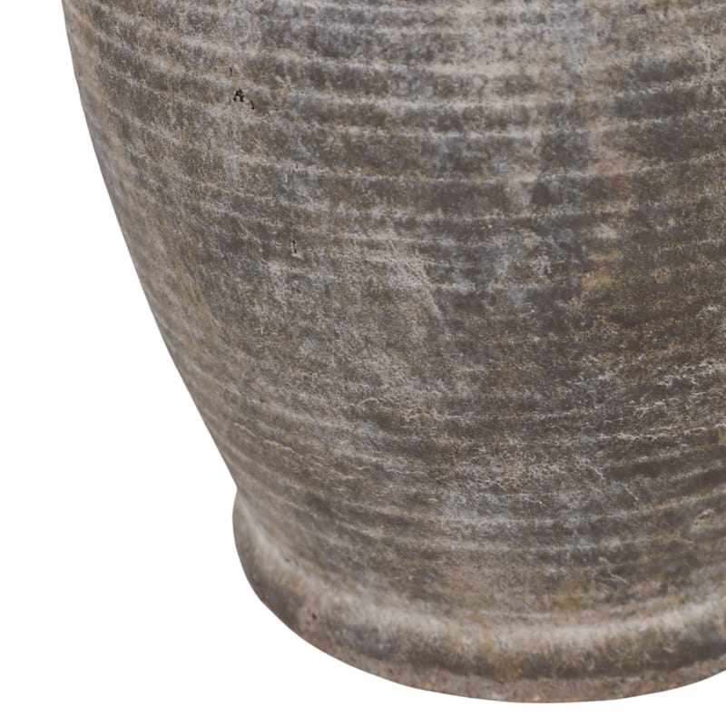 Terracotta Table Vase with Weathered Finish and Handles for Home Decor